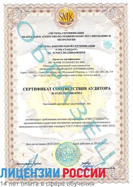Образец сертификата соответствия аудитора №ST.RU.EXP.00014299-1 Лучегорск Сертификат ISO 14001
